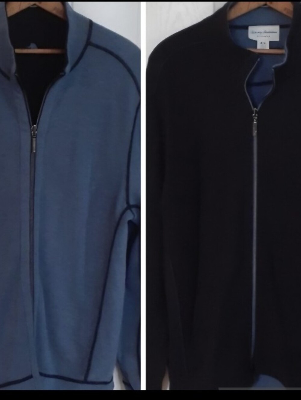 Tommy Bahama Men M Flip Coast Reversible Full Zip Jacket Blue Tencel Sweatshirt